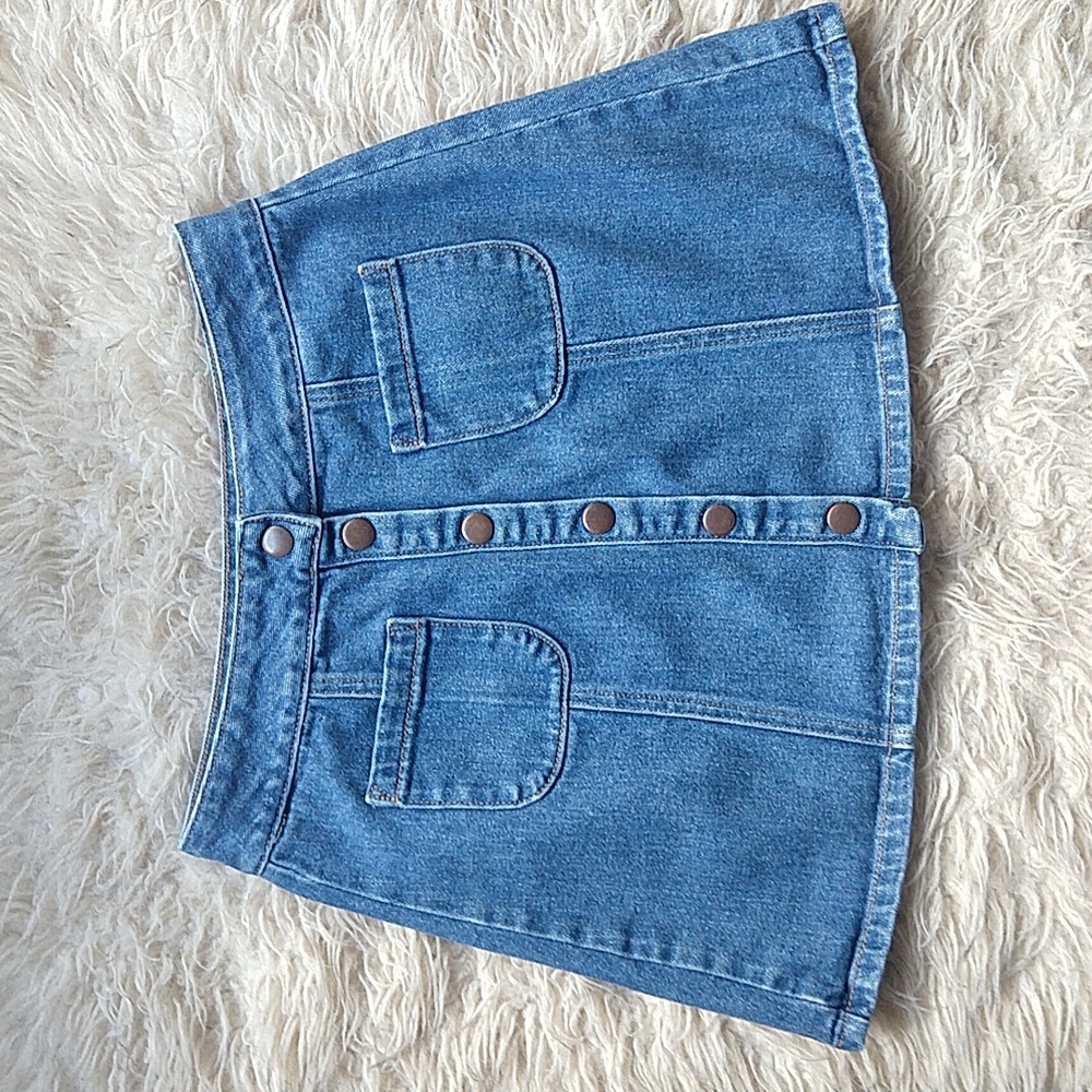 Brandy Melville Jean Skirt Snap Front 26